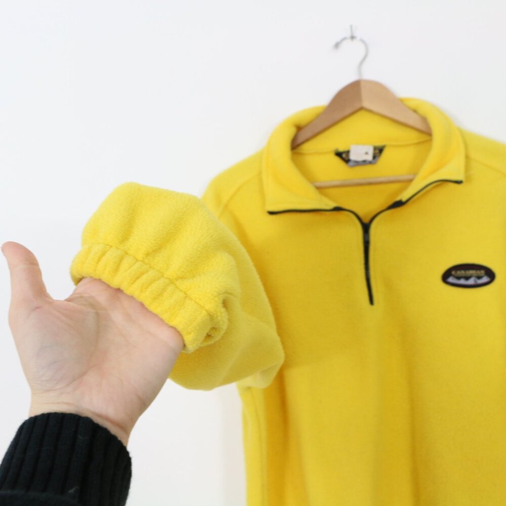 *Vintage 90's Canadian Fleecewear Yellow 3/4 Zip Sweater - Picture 7 of 9